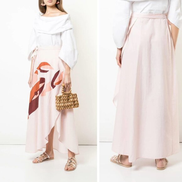 Onia | Amanda Wrap Skirt in Lobster Pink - Picture 2 of 11